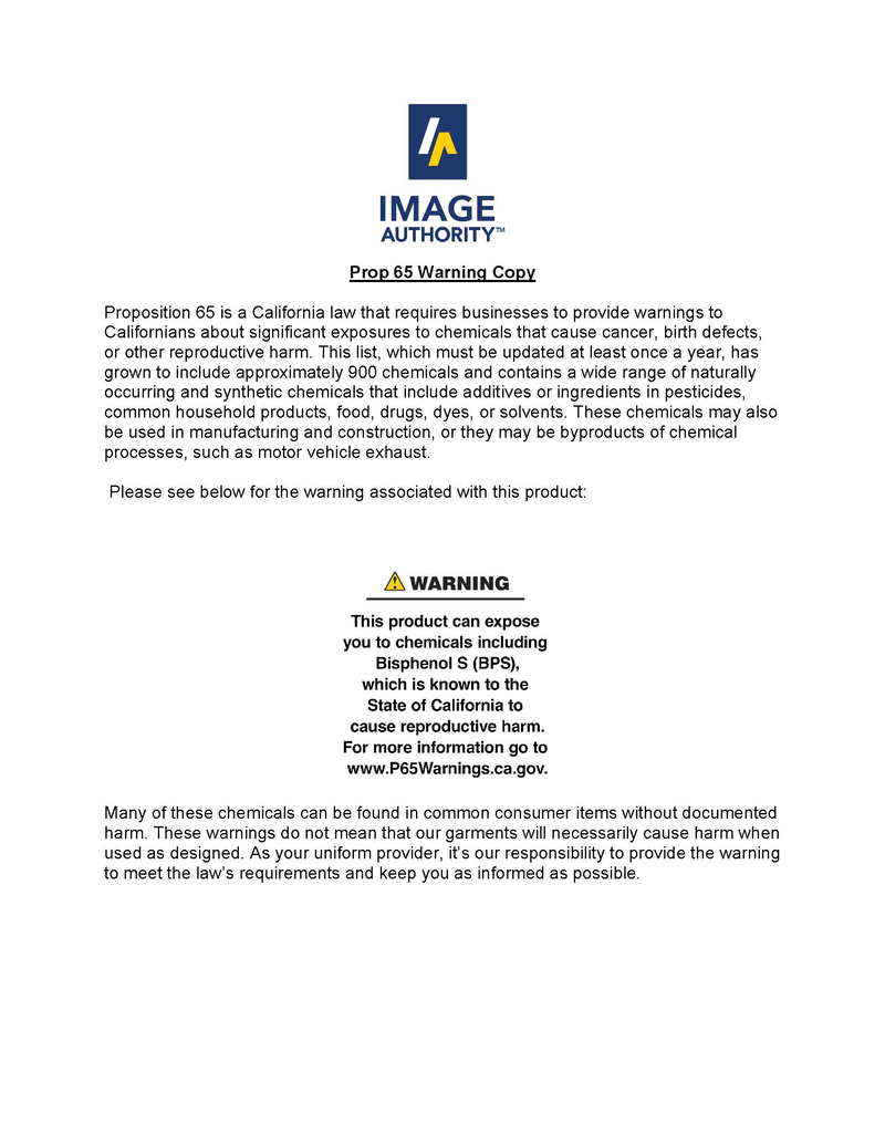 California Proposition 65 information